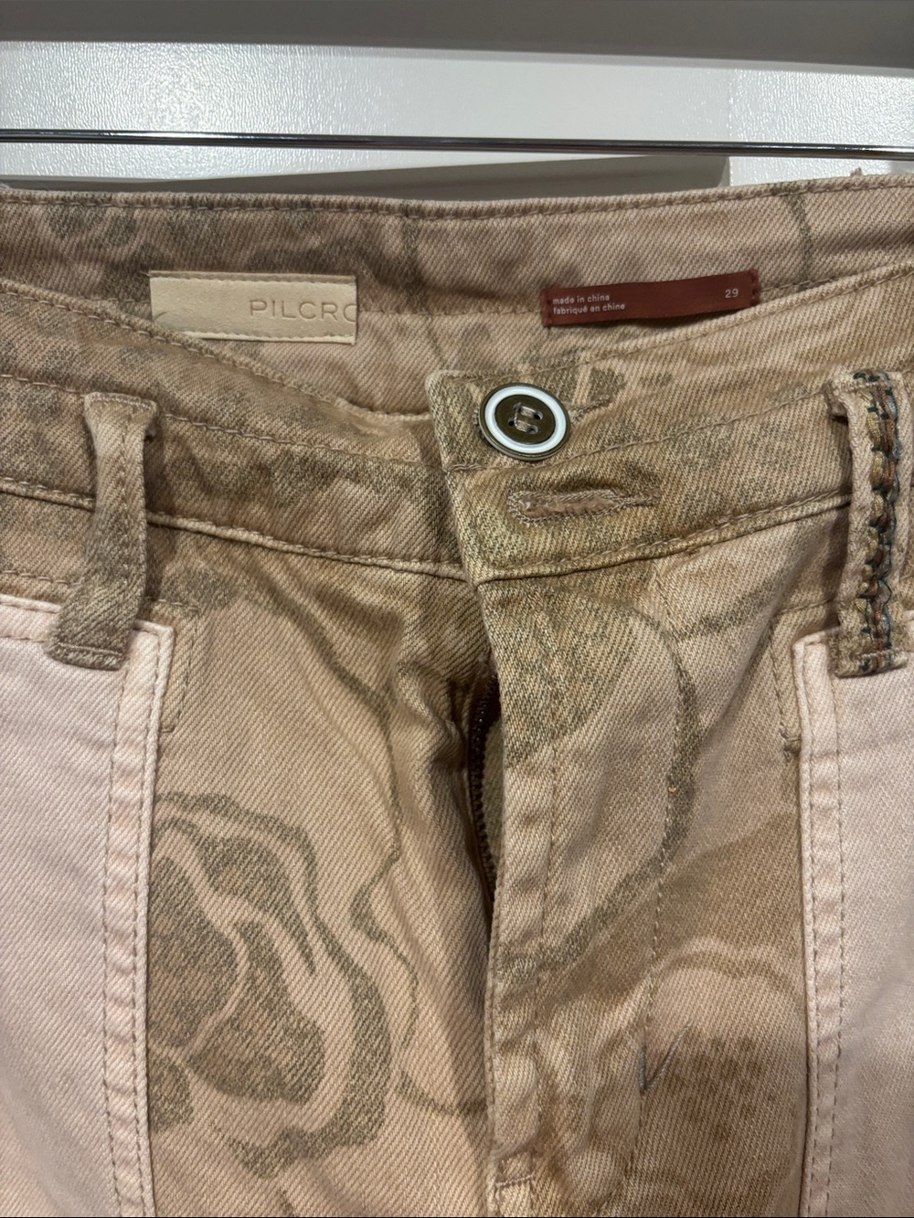 Pilcro women’s Tan Floral-Print Jeans
